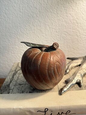Large Ceramic Metal Apple Decorative fruit, Handmade Kitchen Decor 3” x 3.5”